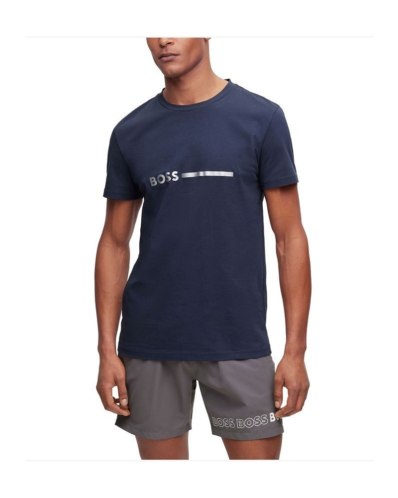 BOSS Men's UV Protection Regular-Fit Cotton T-shirt Blue $32.50 T-Shirts