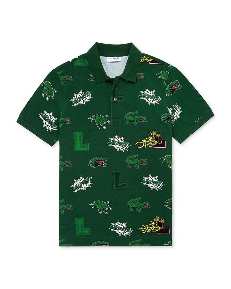 Men's Short-Sleeve L & Crocs Graphic Polo Shirt Green $56.18 Polo Shirts