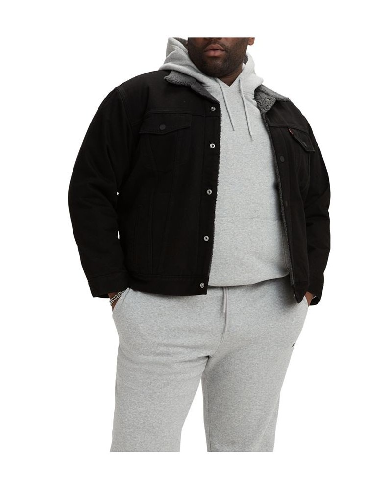 Men's Big & Tall Sherpa Fleece Trucker Jacket Black $47.30 Jackets