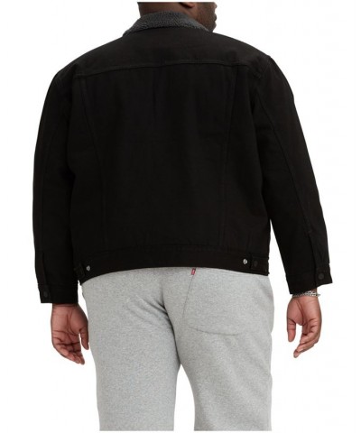 Men's Big & Tall Sherpa Fleece Trucker Jacket Black $47.30 Jackets