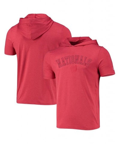 Men's Heather Red Washington Nationals Brushed Short Sleeve Pullover Hoodie $21.56 Sweatshirt