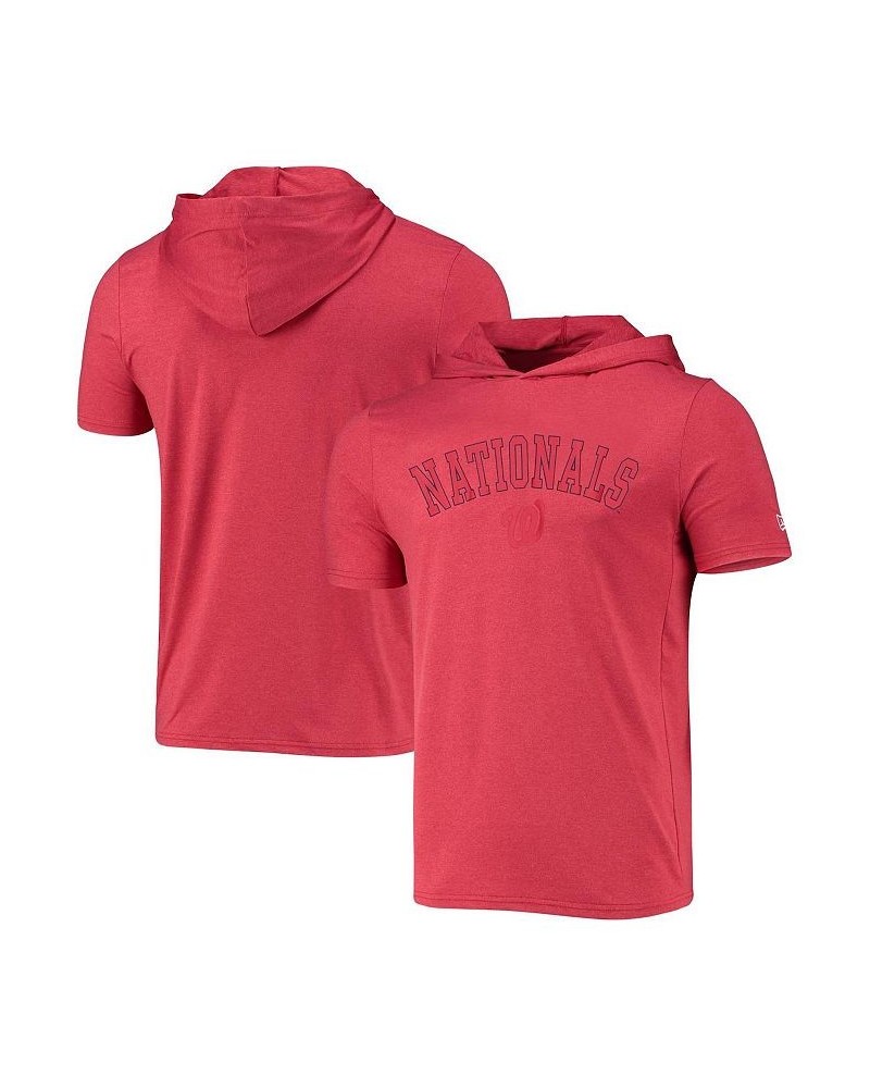 Men's Heather Red Washington Nationals Brushed Short Sleeve Pullover Hoodie $21.56 Sweatshirt