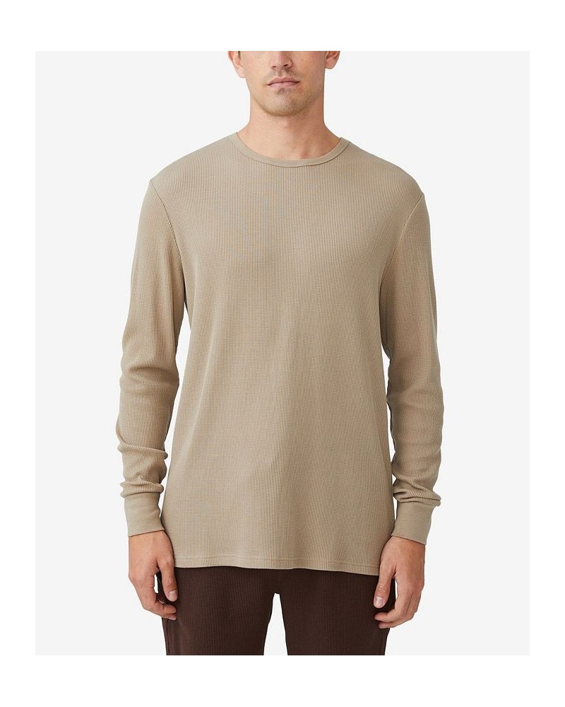 Men's Textured Long Sleeve T-shirt Tan/Beige $22.00 T-Shirts