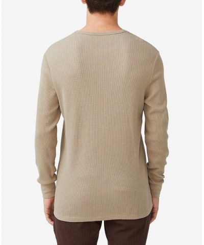 Men's Textured Long Sleeve T-shirt Tan/Beige $22.00 T-Shirts