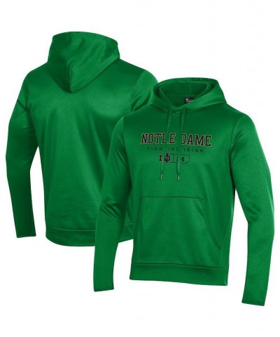Men's Green Notre Dame Fighting Irish Team Logo Lockup Fleece Performance Pullover Hoodie $42.30 Sweatshirt