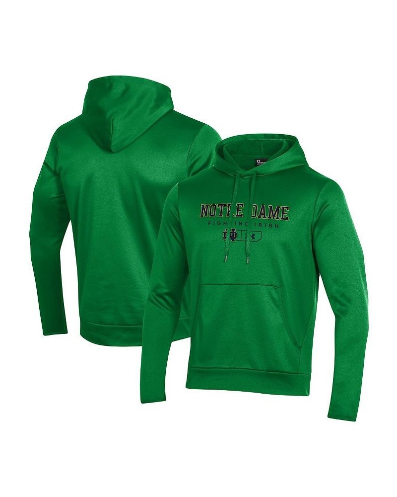 Men's Green Notre Dame Fighting Irish Team Logo Lockup Fleece Performance Pullover Hoodie $42.30 Sweatshirt