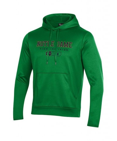 Men's Green Notre Dame Fighting Irish Team Logo Lockup Fleece Performance Pullover Hoodie $42.30 Sweatshirt