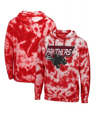 Men's Red Clark Atlanta University Panthers Tie-Dye Pullover Hoodie $35.09 Sweatshirt