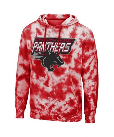 Men's Red Clark Atlanta University Panthers Tie-Dye Pullover Hoodie $35.09 Sweatshirt