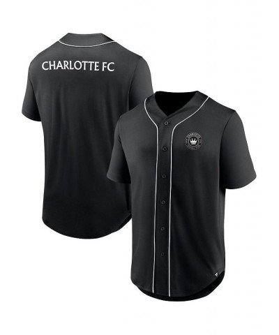 Men's Branded Black Charlotte FC Third Period Fashion Baseball Button-Up Jersey $30.10 Jersey