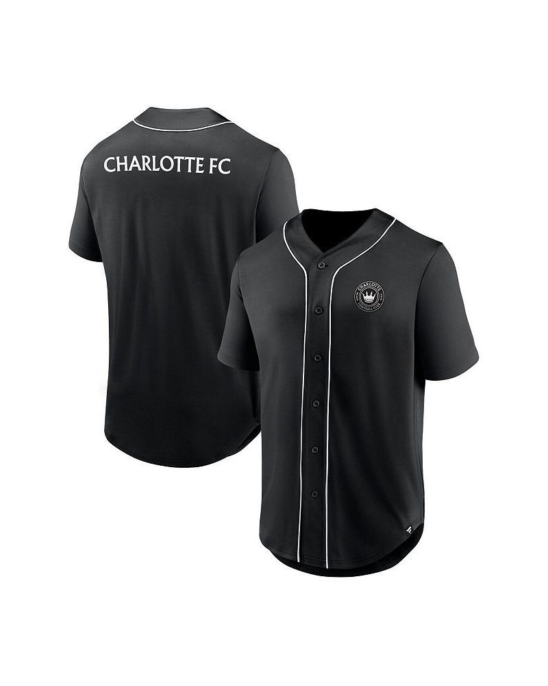 Men's Branded Black Charlotte FC Third Period Fashion Baseball Button-Up Jersey $30.10 Jersey