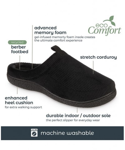 Men's Corduroy Hoodback Slipper Black $18.36 Shoes