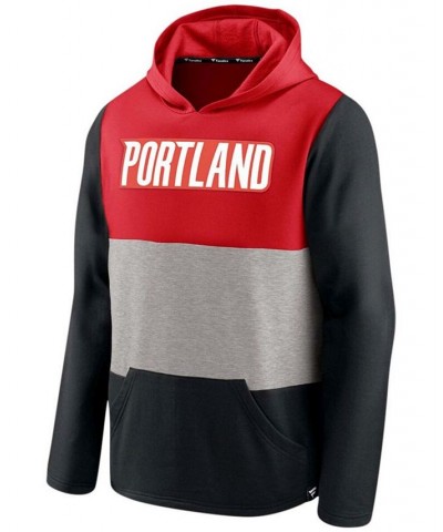 Men's Red and Black Portland Trail Blazers Linear Logo Comfy Colorblock Tri-Blend Pullover Hoodie $29.76 Sweatshirt