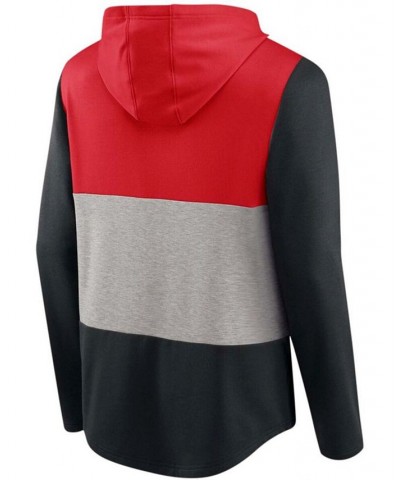 Men's Red and Black Portland Trail Blazers Linear Logo Comfy Colorblock Tri-Blend Pullover Hoodie $29.76 Sweatshirt