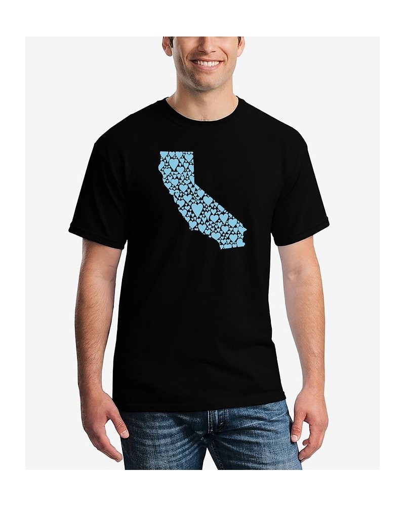 Men's California Hearts Word Art Short Sleeve T-shirt Black $17.84 T-Shirts