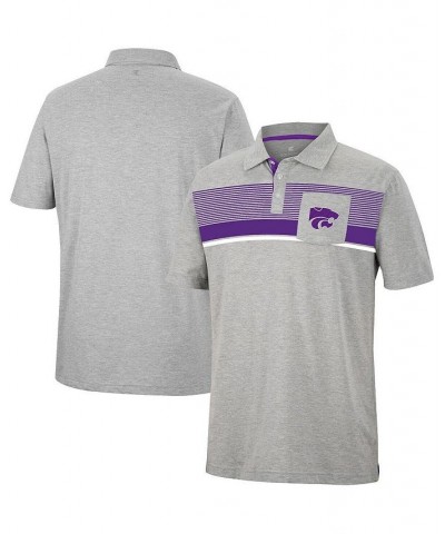 Men's Heathered Gray Kansas State Wildcats Golfer Pocket Polo Shirt $23.65 Polo Shirts