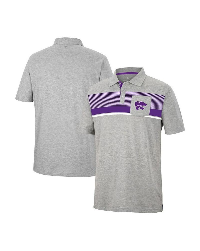 Men's Heathered Gray Kansas State Wildcats Golfer Pocket Polo Shirt $23.65 Polo Shirts