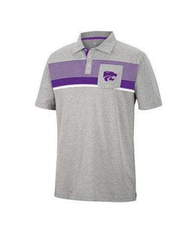 Men's Heathered Gray Kansas State Wildcats Golfer Pocket Polo Shirt $23.65 Polo Shirts