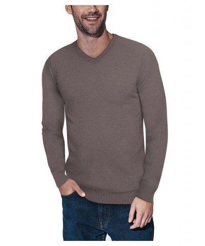 Men's Basic V-Neck Pullover Midweight Sweater Heather Slate Gray $21.15 Sweaters