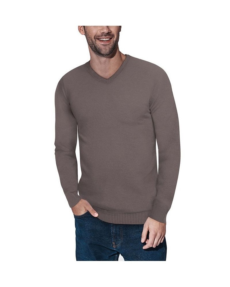 Men's Basic V-Neck Pullover Midweight Sweater Heather Slate Gray $21.15 Sweaters