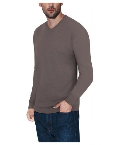 Men's Basic V-Neck Pullover Midweight Sweater Heather Slate Gray $21.15 Sweaters