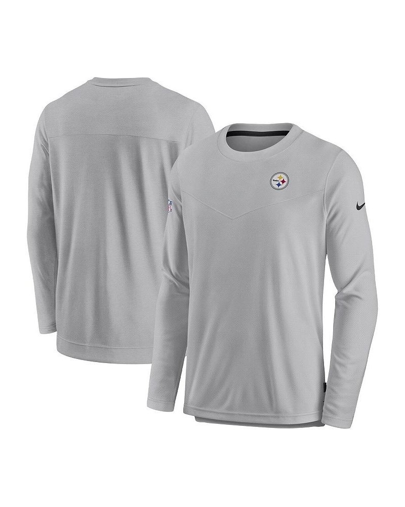 Men's Gray Pittsburgh Steelers Sideline Lockup Performance Long Sleeve T-shirt $43.34 T-Shirts