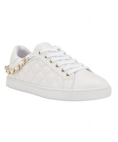 Women's Reney Stylish Quilted Sneakers with Chain Ornament White $35.60 Shoes