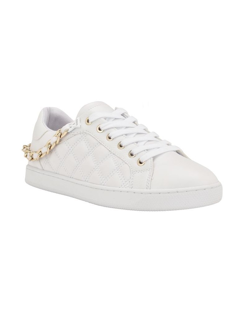 Women's Reney Stylish Quilted Sneakers with Chain Ornament White $35.60 Shoes