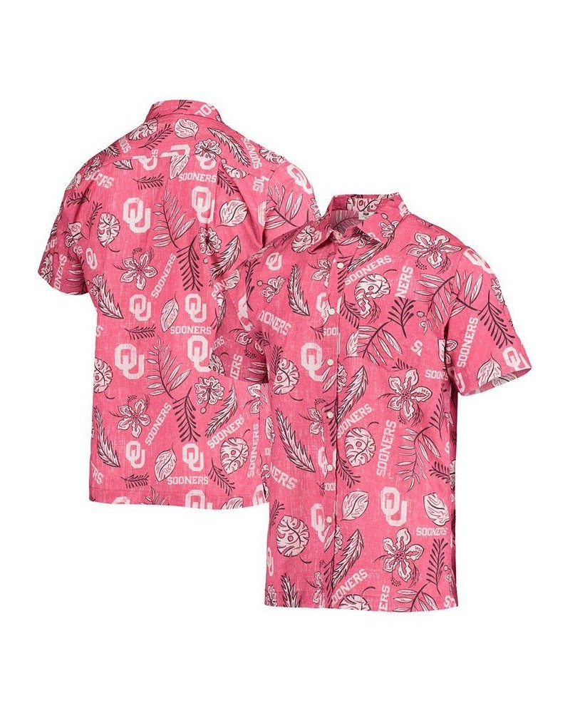 Men's Crimson Oklahoma Sooners Vintage-Like Floral Button-Up Shirt $30.75 Shirts