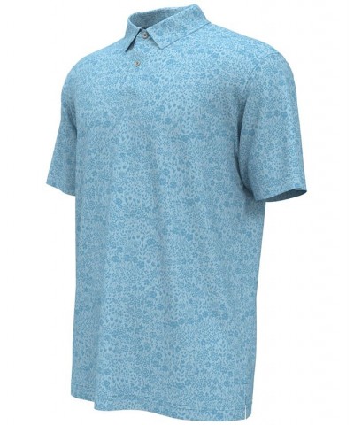 Men's Micro Floral Short Sleeve Golf Polo Shirt Blue $18.23 Polo Shirts