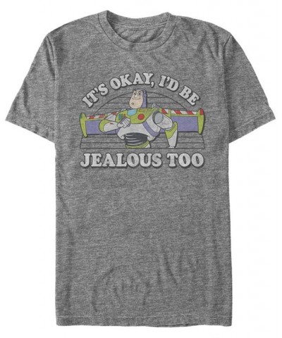 Disney Pixar Men's Toy Story Buzz It's Ok I'd Be Jealous Too Short Sleeve T-Shirt Gray $16.10 T-Shirts