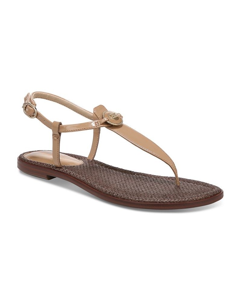 Gigi Signet T-Strap Flat Sandals Yellow $48.10 Shoes