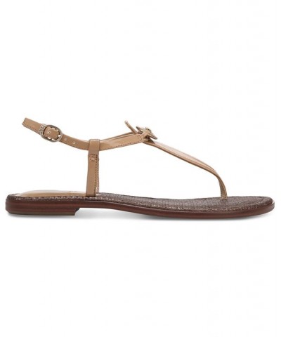 Gigi Signet T-Strap Flat Sandals Yellow $48.10 Shoes