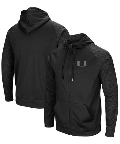 Men's Black Miami Hurricanes Blackout 3.0 Tonal Raglan Full-Zip Hoodie $32.25 Sweatshirt