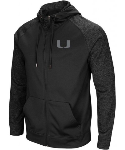 Men's Black Miami Hurricanes Blackout 3.0 Tonal Raglan Full-Zip Hoodie $32.25 Sweatshirt