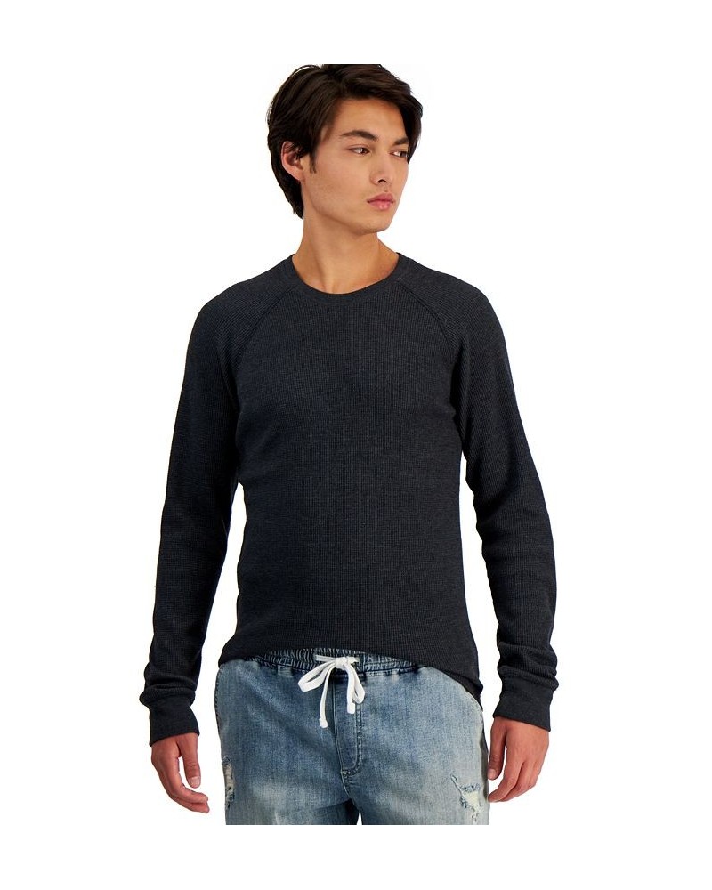 Men's Thermal Waffle-Knit Long Sleeve Shirt Black $10.02 T-Shirts