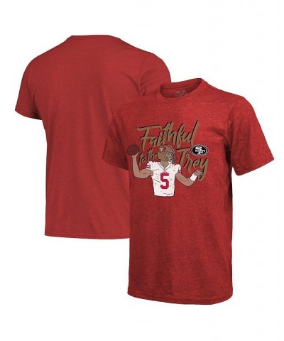 Men's Trey Lance Scarlet San Francisco 49ers Tri-Blend Player T-shirt $31.19 T-Shirts