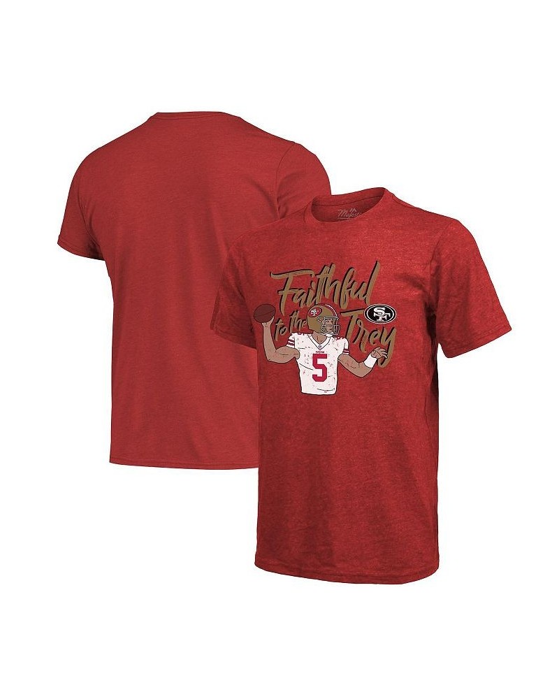 Men's Trey Lance Scarlet San Francisco 49ers Tri-Blend Player T-shirt $31.19 T-Shirts