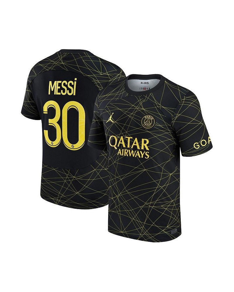 Men's Brand Lionel Messi Black Paris Saint-Germain 2022/23 Fourth Breathe Stadium Replica Player Jersey $68.60 Jersey