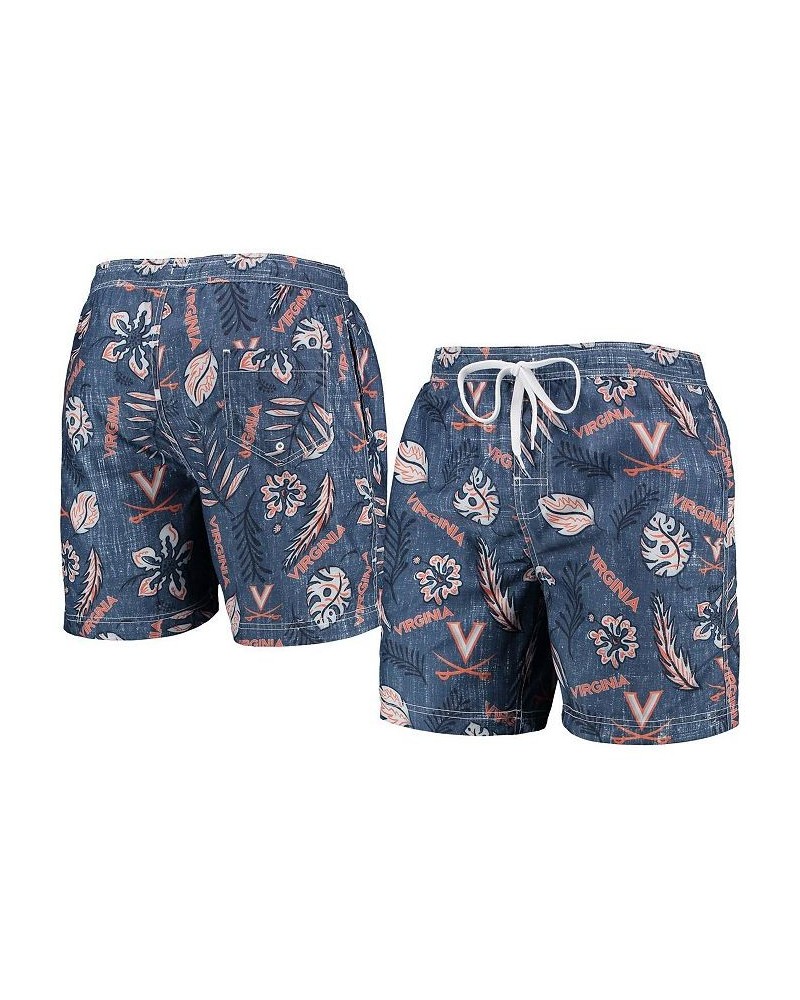 Men's Navy Virginia Cavaliers Vintage-Like Floral Swim Trunks $35.69 Swimsuits