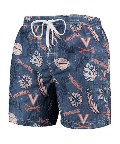 Men's Navy Virginia Cavaliers Vintage-Like Floral Swim Trunks $35.69 Swimsuits