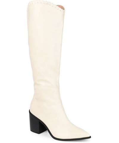 Women's Daria Extra Wide Calf Western Boots Ivory/Cream $58.80 Shoes