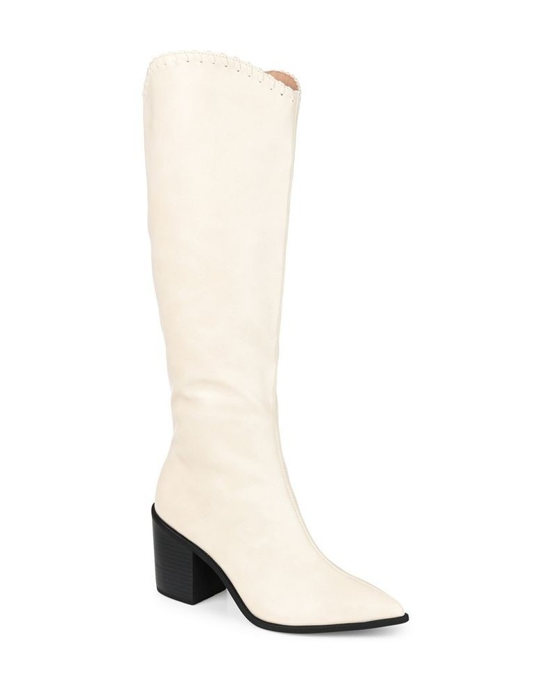 Women's Daria Extra Wide Calf Western Boots Ivory/Cream $58.80 Shoes