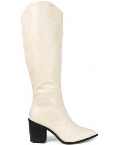 Women's Daria Extra Wide Calf Western Boots Ivory/Cream $58.80 Shoes