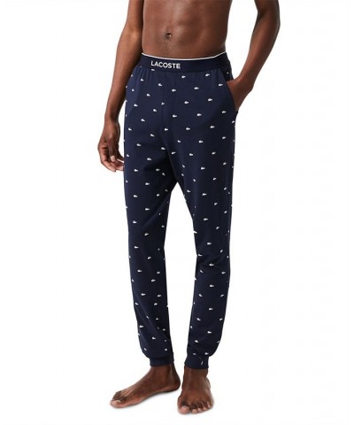 Men's Stretch Croc Logo-Print Pajama Joggers Blue $29.40 Pajama