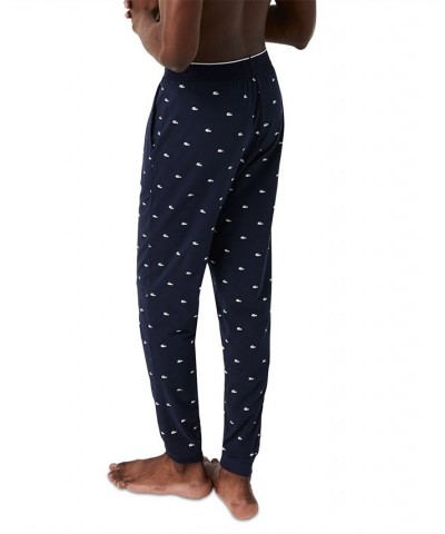 Men's Stretch Croc Logo-Print Pajama Joggers Blue $29.40 Pajama