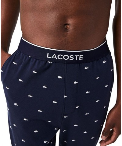 Men's Stretch Croc Logo-Print Pajama Joggers Blue $29.40 Pajama