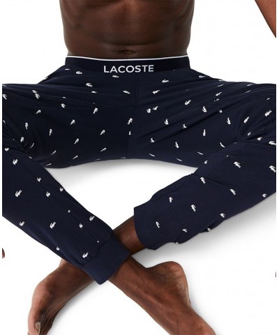 Men's Stretch Croc Logo-Print Pajama Joggers Blue $29.40 Pajama