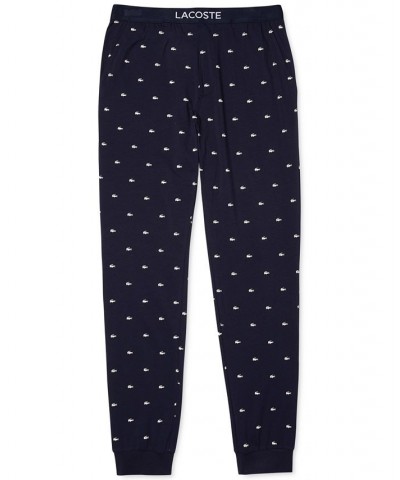 Men's Stretch Croc Logo-Print Pajama Joggers Blue $29.40 Pajama