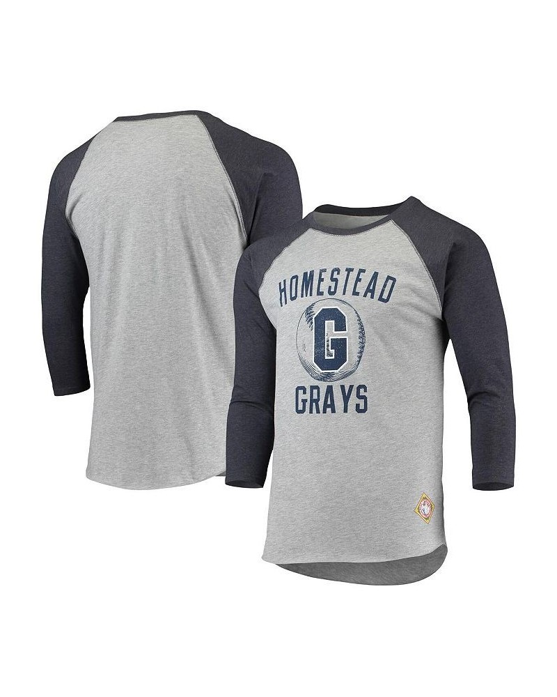 Men's Heather Gray, Navy Homestead Grays Negro League Wordmark Raglan 3/4 Sleeve T-shirt $25.00 T-Shirts